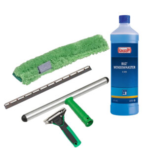 glazenwaspakket verschillende producten voor het wassen van ramen